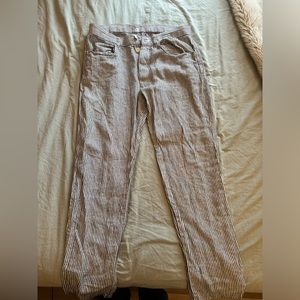 Alex Crane 100% Linen. Size 32. White with black stripes. Like Brand New!